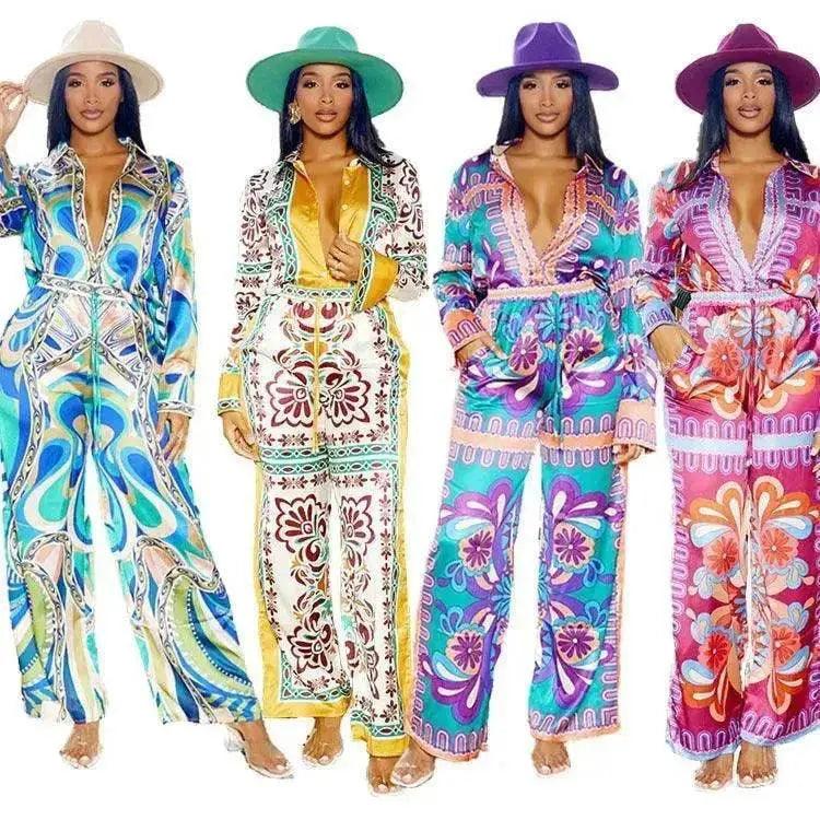 Ensemble d'été pour femmes en deux pièces avec imprimés à la mode - EX-STOCK Canada