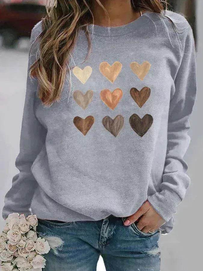 Women's Valentine's Day Printed Round Neck Sweater - EX-STOCK Canada