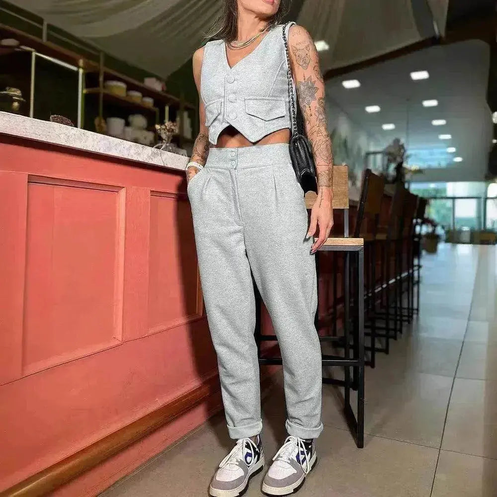 Women's Vest Casual Pants Two-piece Set - EX-STOCK Canada