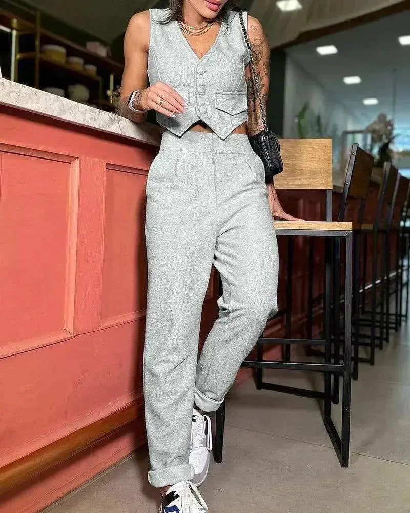 Women's Vest Casual Pants Two-piece Set - EX-STOCK Canada