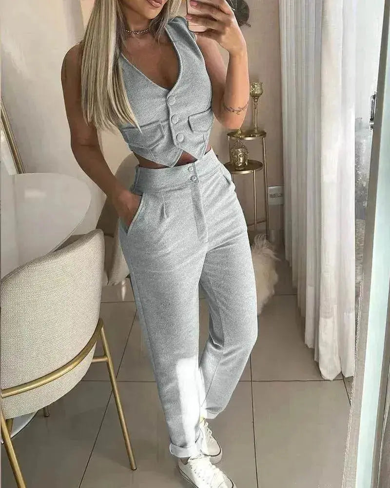 Women's Vest Casual Pants Two-piece Set - EX-STOCK Canada