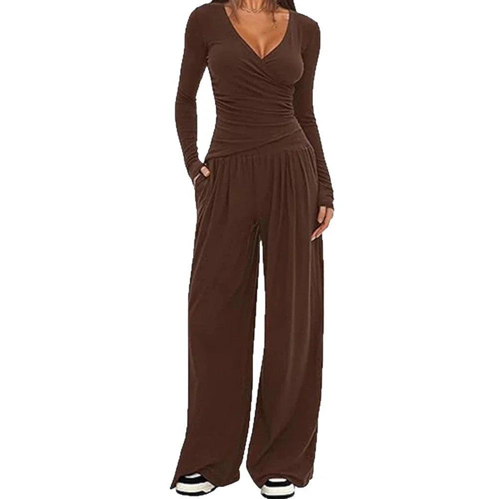 Women's Wide-leg Pants Long-sleeved Sportswear Suit EX-STOCK Canada