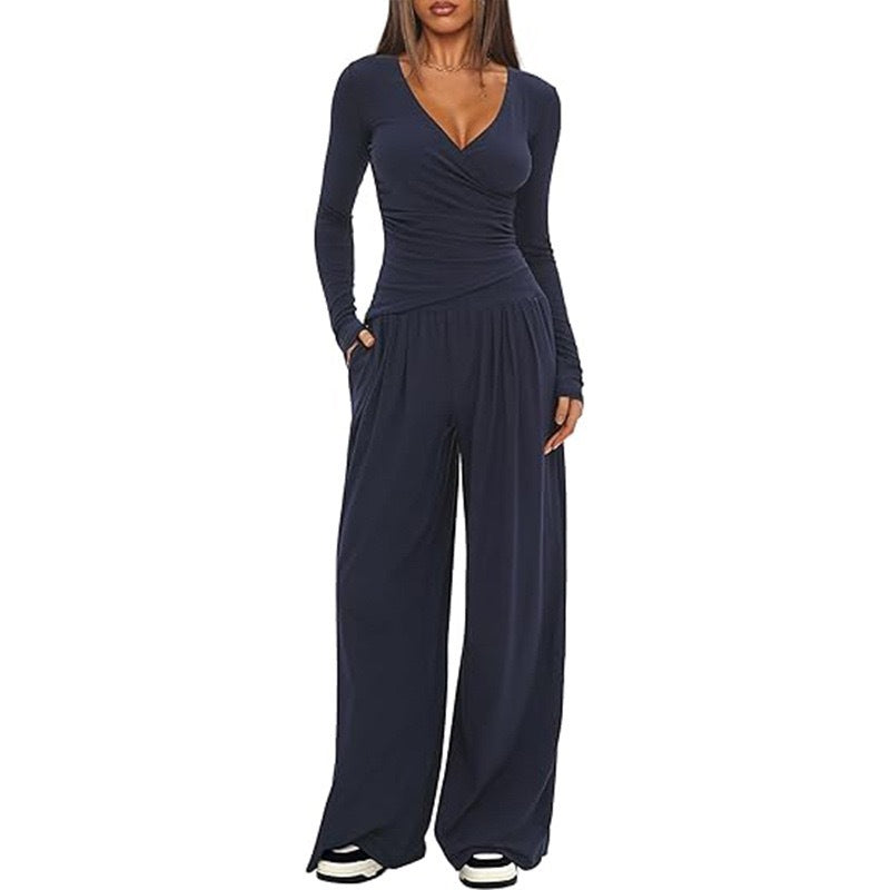 Women's Wide-leg Pants Long-sleeved Sportswear Suit EX-STOCK Canada
