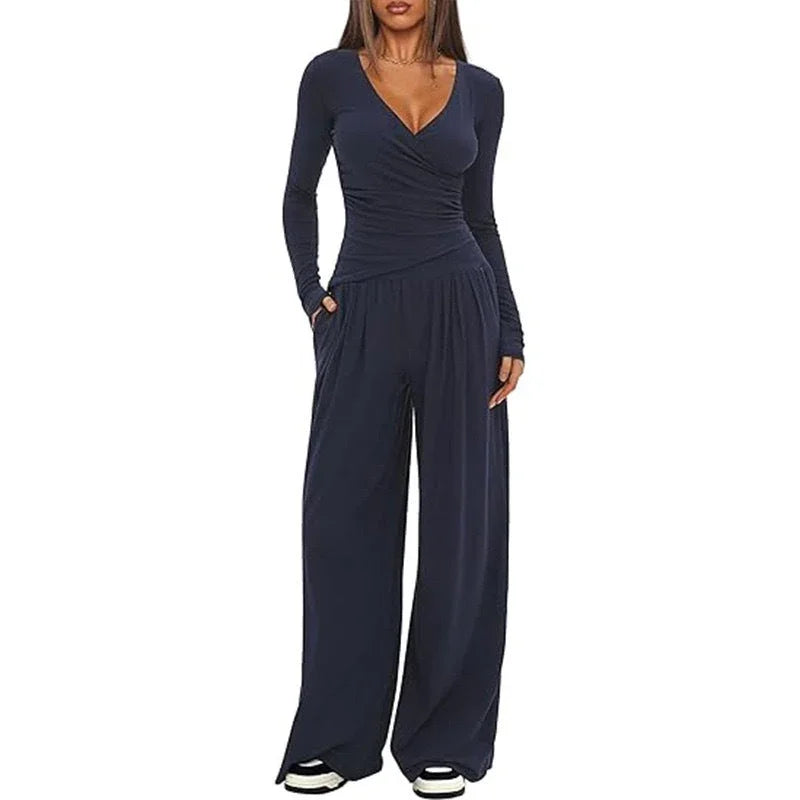 Women's Wide-leg Pants Long-sleeved Sportswear Suit EX-STOCK Canada