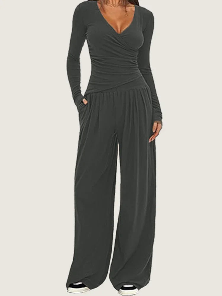 Women's Wide-leg Pants Long-sleeved Sportswear Suit EX-STOCK Canada