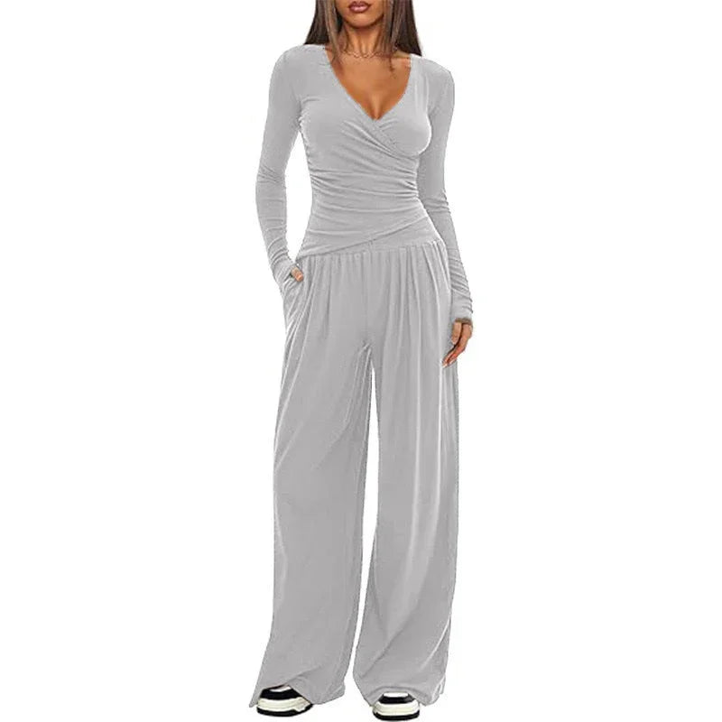 Women's Wide-leg Pants Long-sleeved Sportswear Suit EX-STOCK Canada
