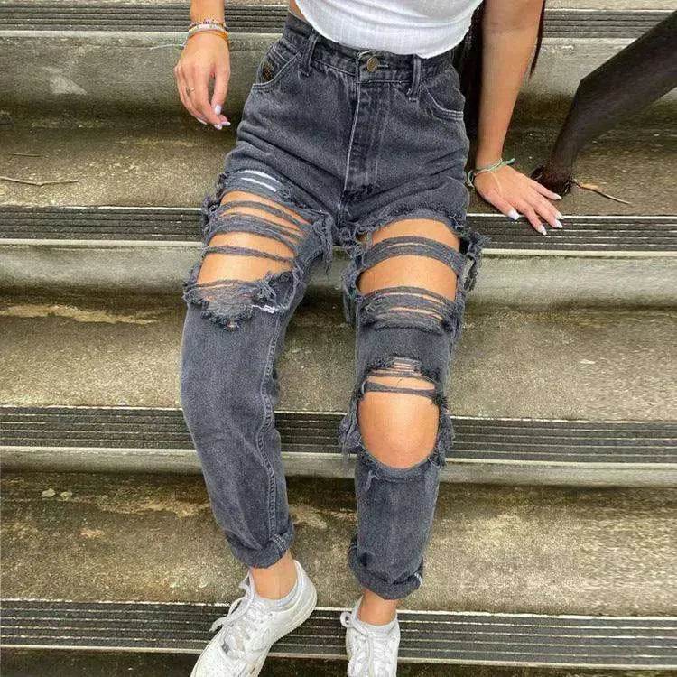 Women's jeans ripped holes are thinner women's jeans - EX-STOCK Canada