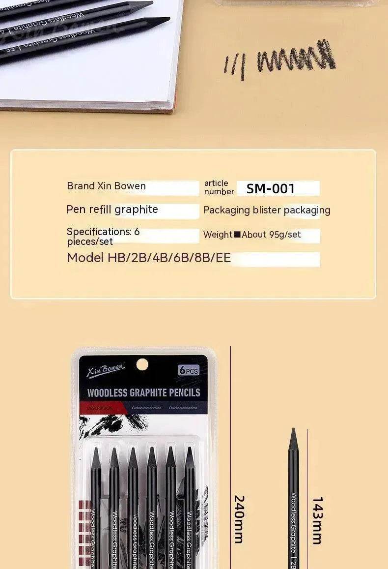 Wood-free Graphite Full Lead Sketching Pencil 6 PCs Suit For Art - EX-STOCK Canada