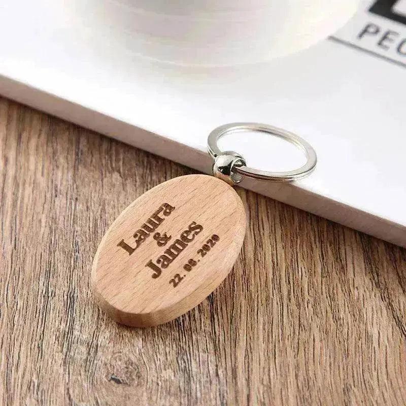 Porte-clés pendentif avec lettres gravées en bois - EX-STOCK Canada