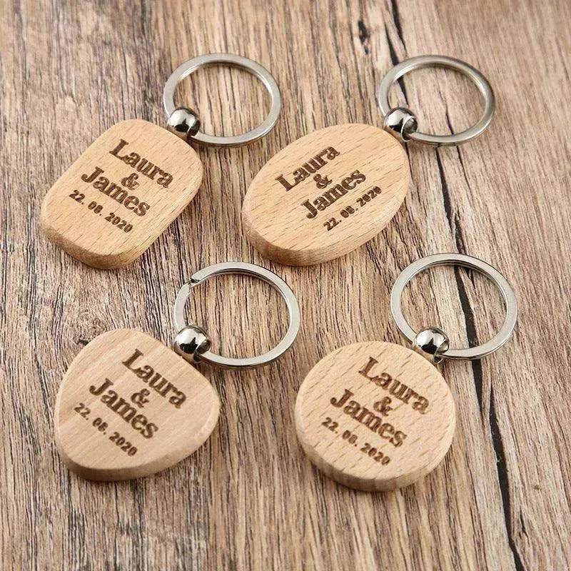 Wooden Engraved Lettering Name Pendant Keychain - EX-STOCK Canada