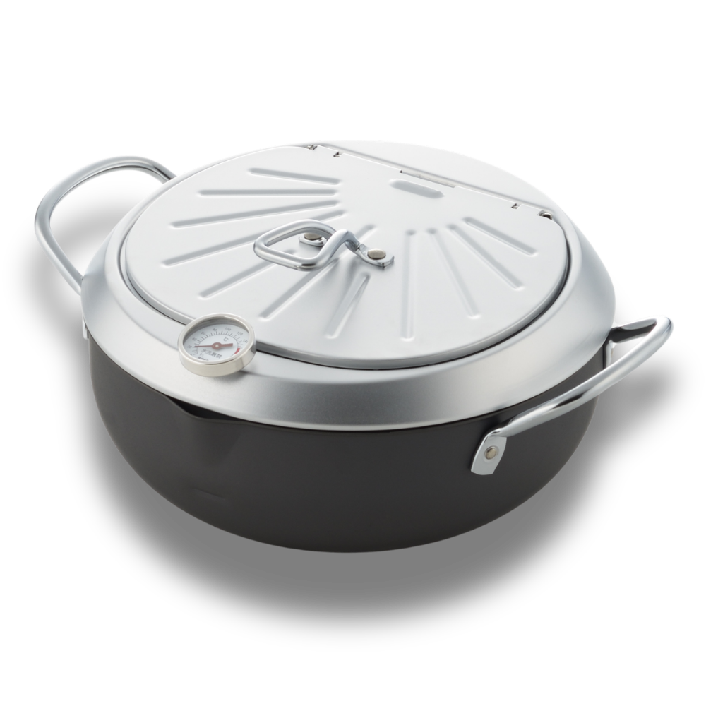 Yoshikawa GOGI Tempura Pot 24cm – With stainless‑Steel Drip Lid