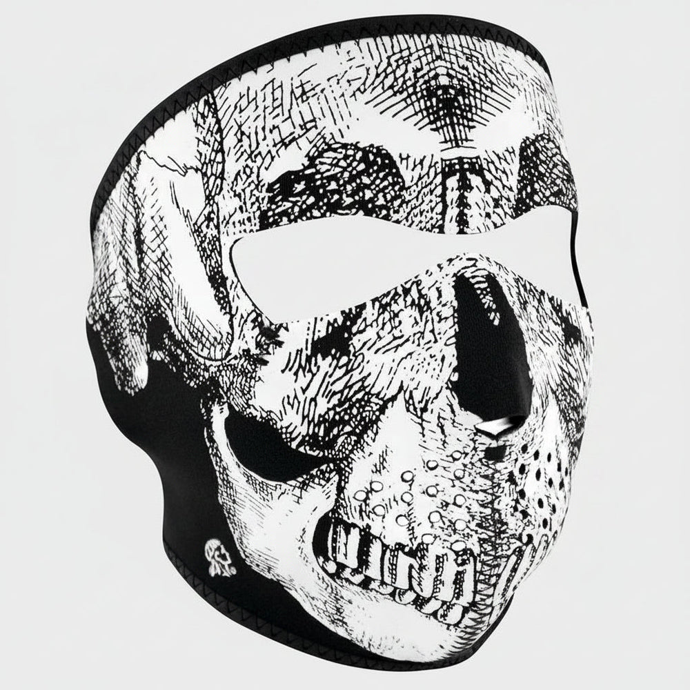 ZANheadgear Full Mask Neoprene Black & White Skull Face