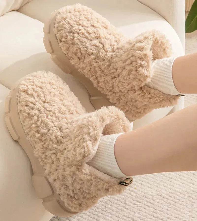 Winter Cashmere Snown Boots With 6cm Platform Warm Plus Velvet High-top Fleece Cotton Shoes Women Outdoor Indoor House Plush Shoes - EX-STOCK Canada