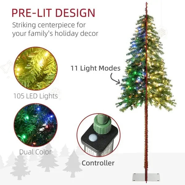 6' Artificial Christmas Tree With Warm White Or Colourful LED Lights, Pencil Shape, Steel Base EX-STOCK Canada