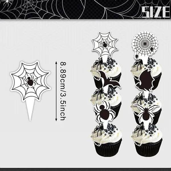3 Tier Halloween Cupcake Stand Black Spider Web Cardboard Cupcake Stand Spider Bat Cupcake Toppers Halloween Cupcake Holder Tower For Halloween Birthday Party Supplies - EX-STOCK Canada
