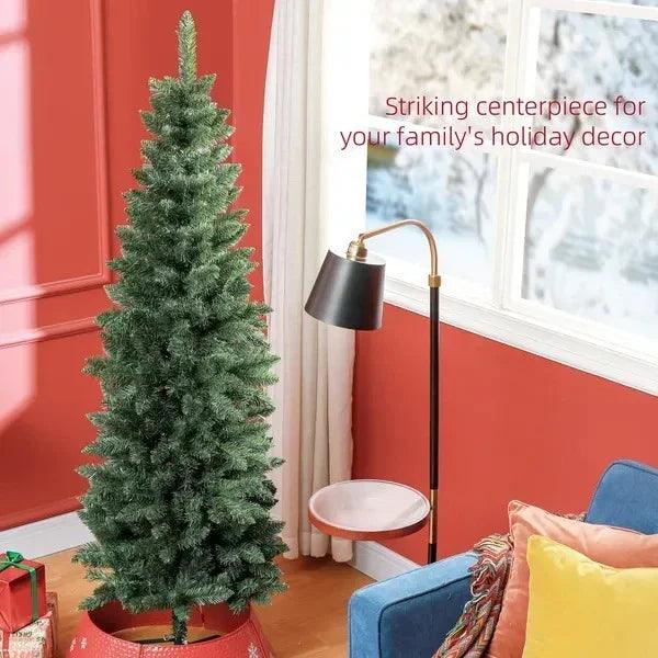 6ft Tall Pencil Artificial Christmas Tree With 479 Branch Tips With Steel Base, Green EX-STOCK Canada