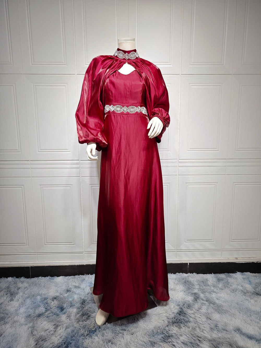 Robe Abaya féminine en satin de soie brillante à deux pièces pour perçage chaud - EX-STOCK Canada