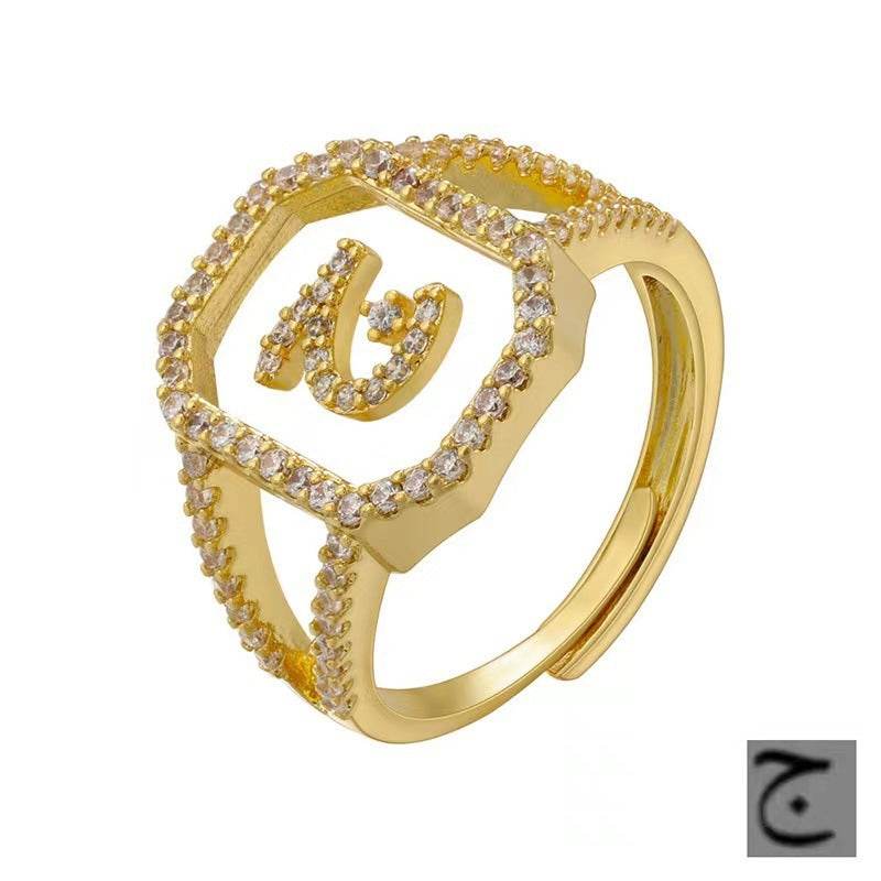 Fashion Micro Inlaid Zircon Arab Letters Ring for women - EX-STOCK Canada