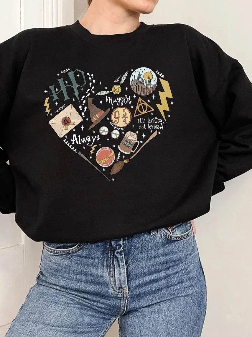 Digital Printing Sweater Hipster Round Neck Pullover Long Sleeve Sweater Women - EX-STOCK Canada