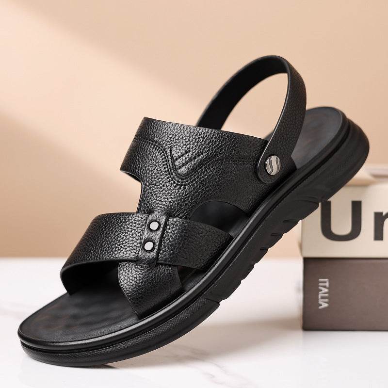 Men's Breathable Genuine Leather Beach Shoes Casual Soft Bottom Middle-aged And Elderly EX-STOCK CANADA