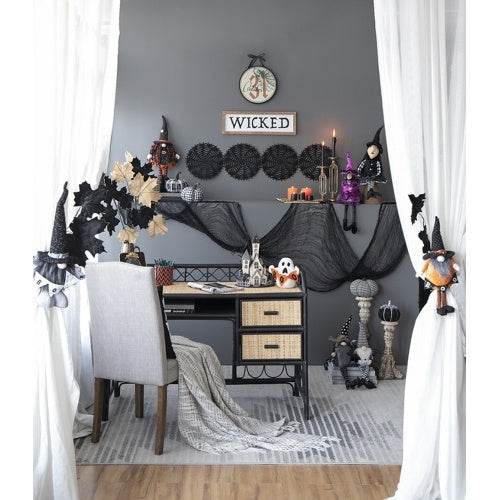 8.3x5x24 Fabric Standing Gnome W Orange Banner Spring Body, For Halloween Decor - EX-STOCK Canada