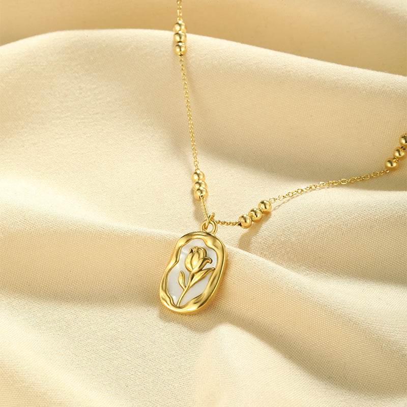 Simple Rose White Shell Pendant Necklace For Women - EX-STOCK Canada