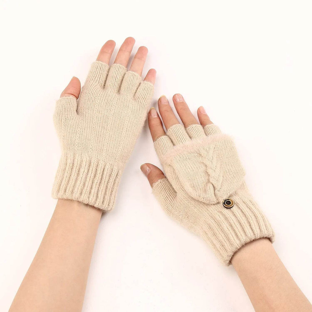 Wool Fingerless Gloves Women's Warm Fashionable Knitted Half Finger Oversleeves - EX-STOCK Canada