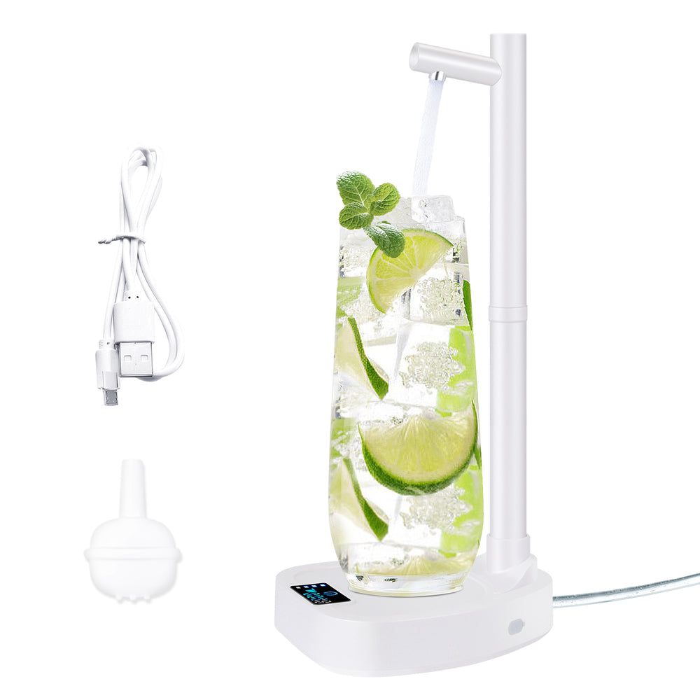 Rechargeable Electric Water Dispenser Pump with Extension Tube – White