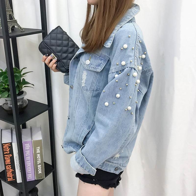 All-match Korean Style Loose Embroidered Denim Jacket Women EX-STOCK Canada