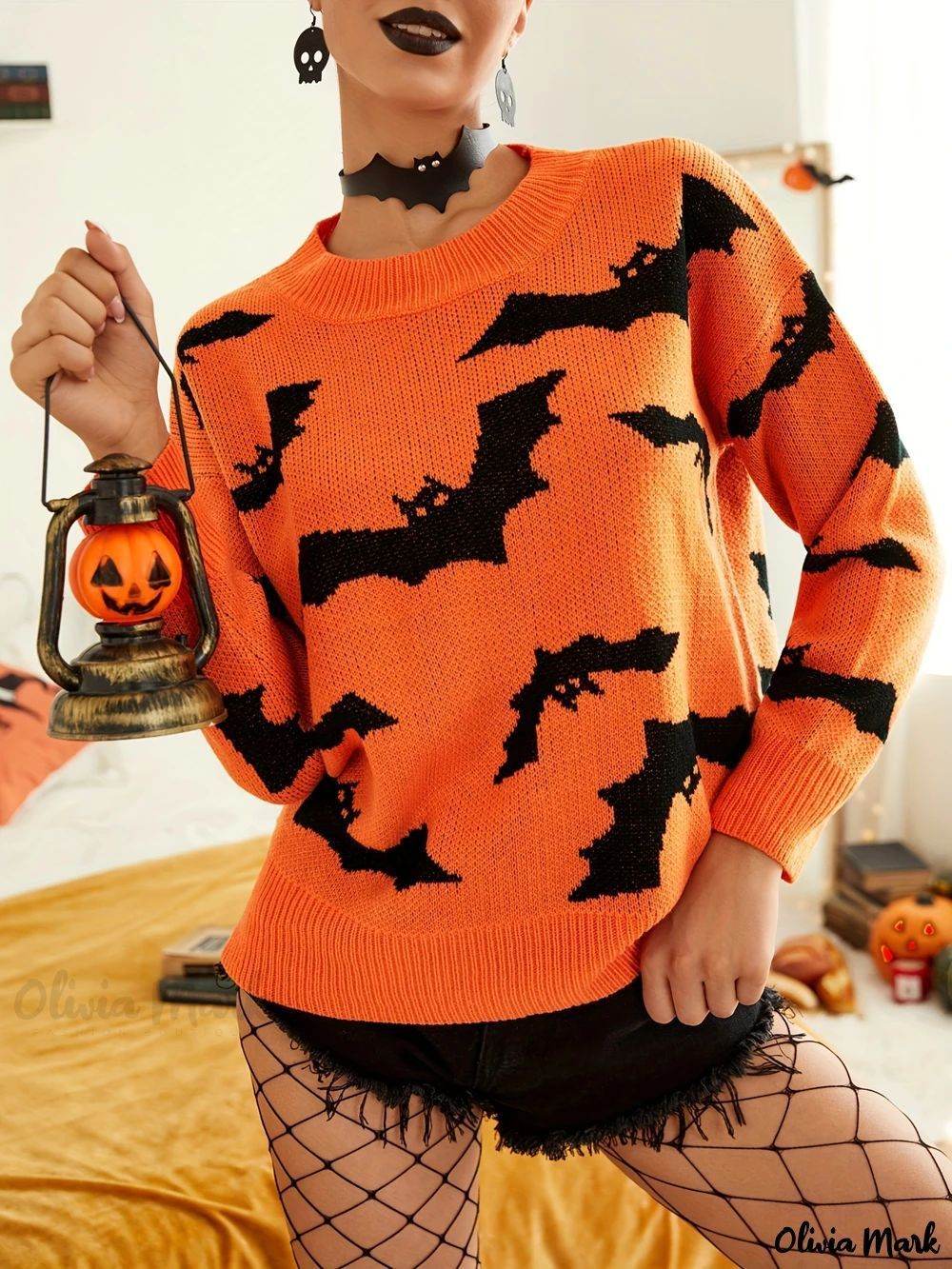 Fashion Women's Wear Long Sleeve Halloween Brocade Sweater Knitted - EX-STOCK Canada