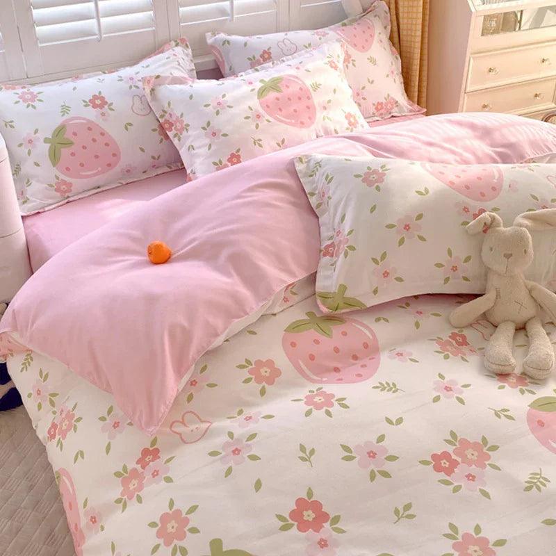 3 Piece Strawberry Duvet Cover Set Strawberry Print Bedding For Home Bedroom Decor Microfiber Quilt Cover Gifts Twin Full Queen King Size EX-STOCK Canada