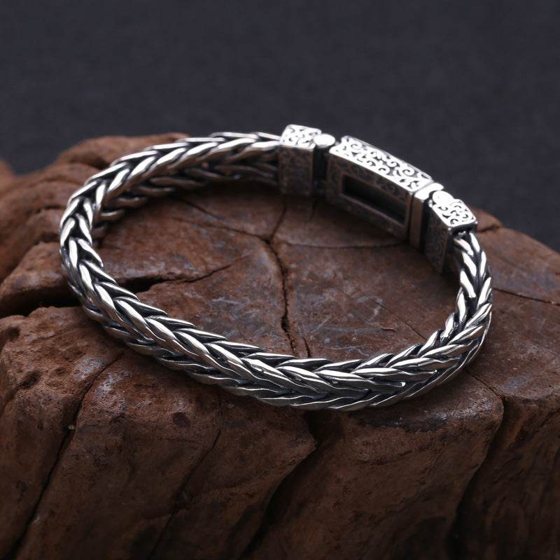 925 Sterling Silver Jewelry Men's Braided Rattan Bracelet EX-STOCK Canada