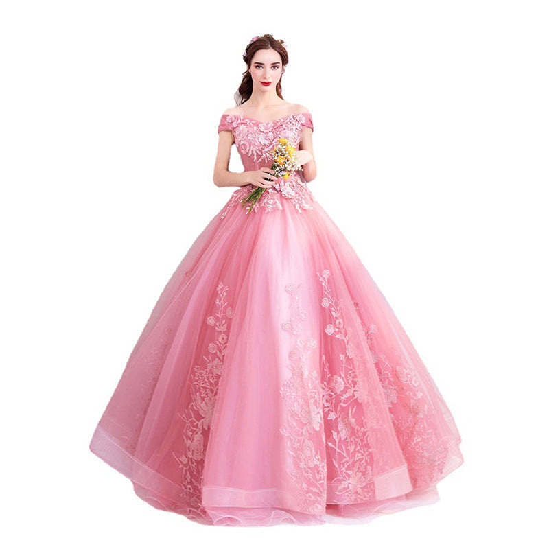 Off-shoulder Bridal Floor-length Yarn Wedding Toast Dress Wedding Dinner Dress EX-STOCK Canada