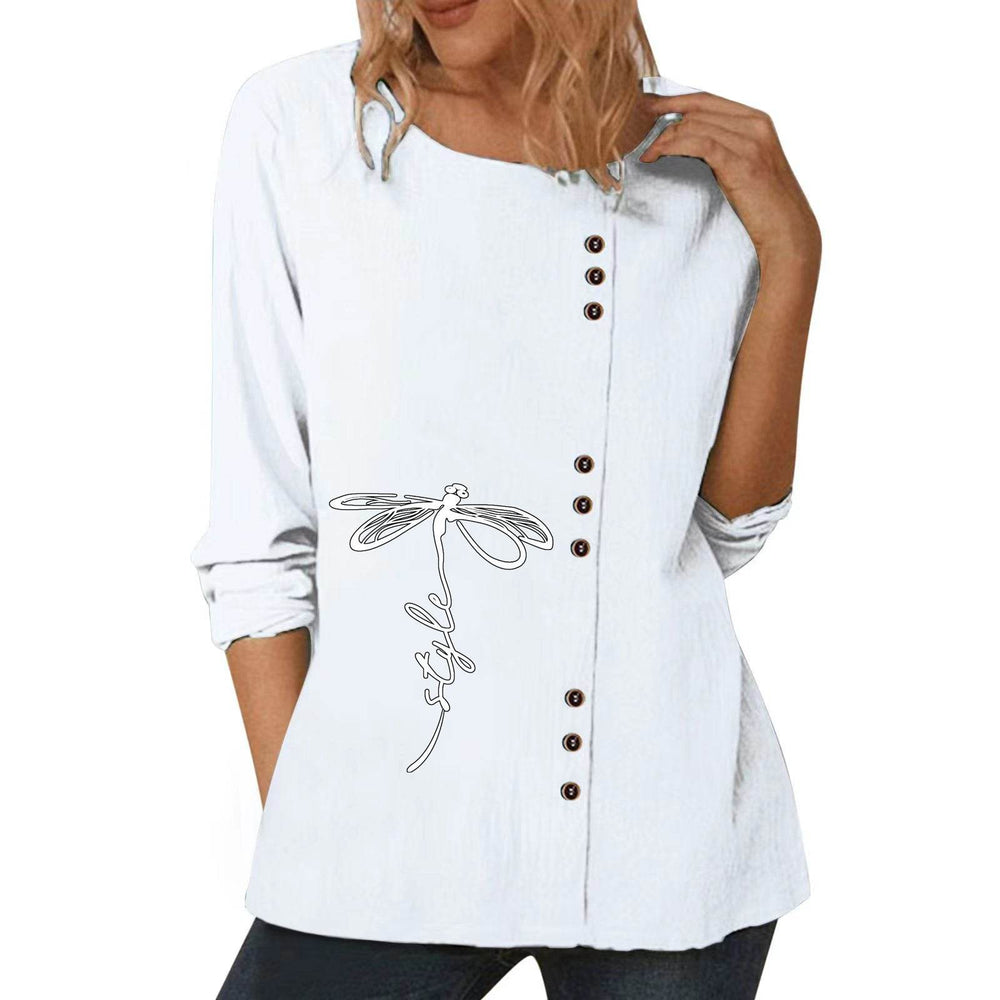 Casual Loose Cotton And Linen Long-sleeved summer Blouse Top For Women - EX-STOCK Canada