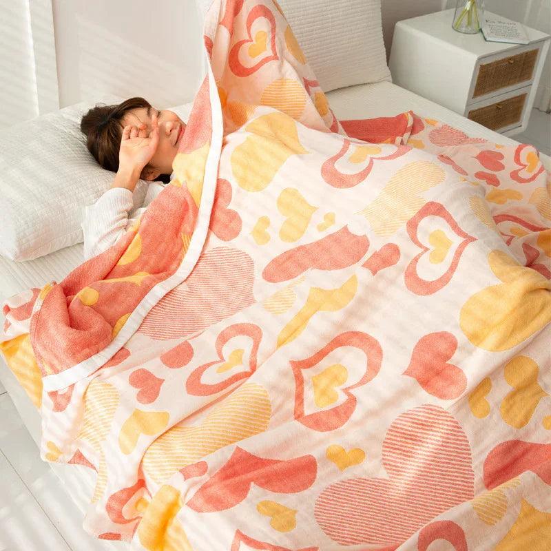 Cotton Four-layer Gauze Towel Blanket Air Conditioning Blanket Thin Duvet EX-STOCK Canada