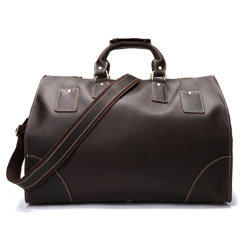 Vintage Cowhide Men's Bag, Large-capacity Travel Bag, Leather Shoulder Bag | EX-STOCK Canada