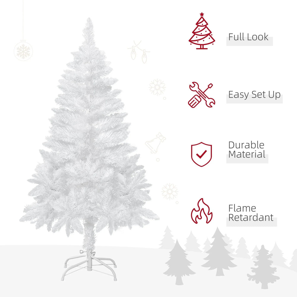 4ft Artificial Christmas Tree With Pine Realistic Branches, Auto Open, For Indoor Decoration, White EX-STOCK Canada