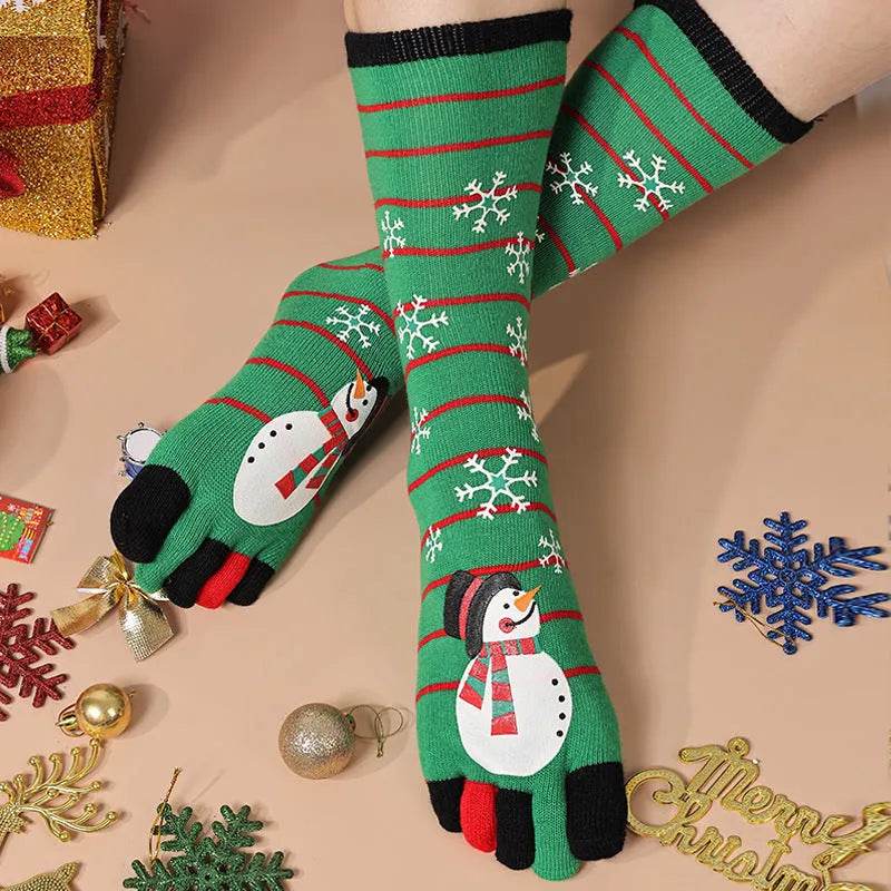Cute Winter Christmas socks Five-finger Elastic absorbent Split-toe - EX-STOCK Canada
