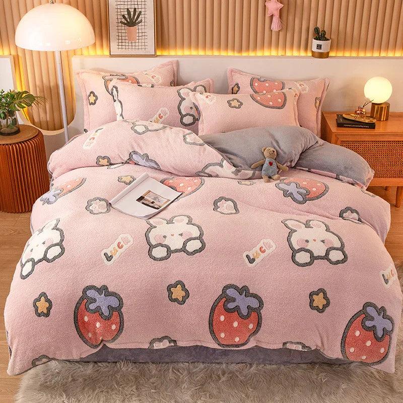 Coral Fleece Duvet Cover Sheet Flannel Pillowcase EX-STOCK Canada