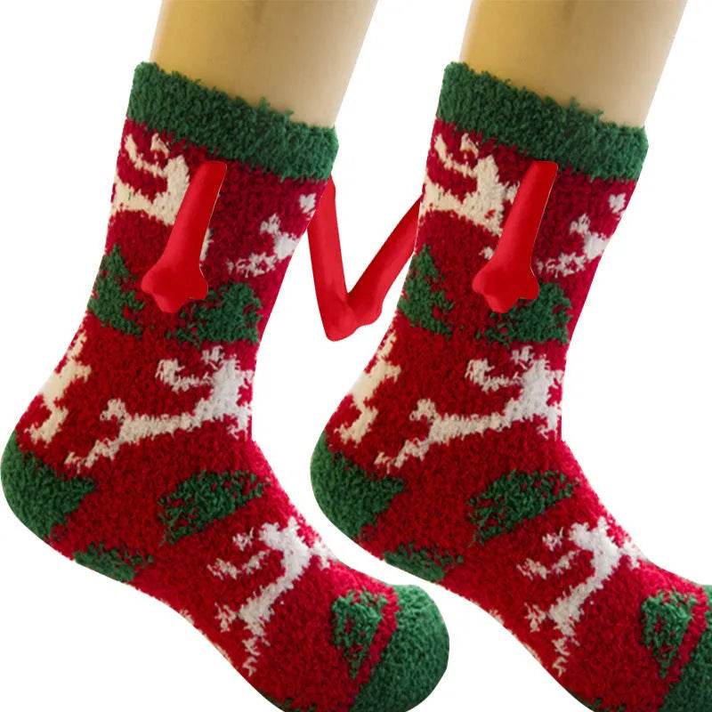 Soft Carton Christmas-themed Fleece Winter Home socks for Women - EX-STOCK Canada