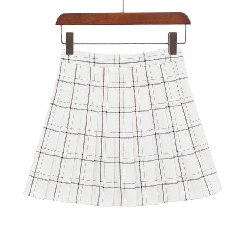 Mini Plaid Pleated High Waist Skirt A- Line Skirt - EX-STOCK Canada