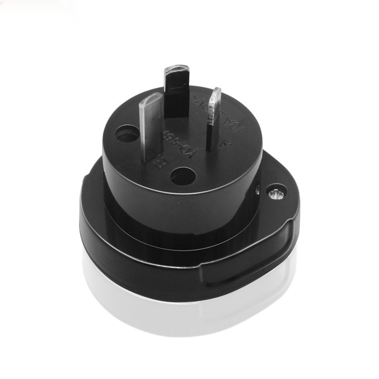 Black electrical plug on a white background