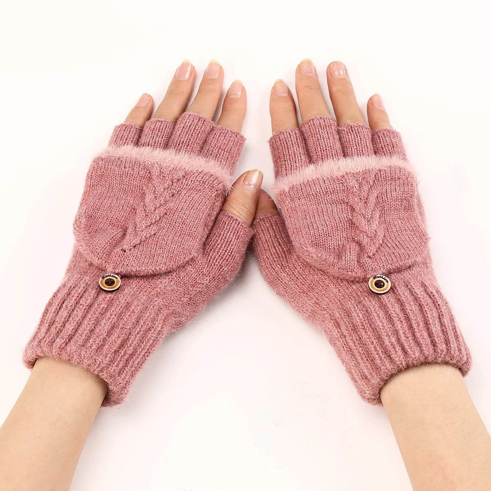 Wool Fingerless Gloves Women's Warm Fashionable Knitted Half Finger Oversleeves - EX-STOCK Canada