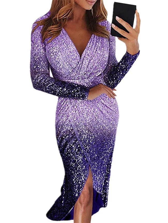 Dinner Party Dress Ladies Shining Evening Party Skirt Gown EX-STOCK Canada