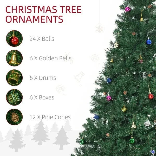 شجرة كريسماس صناعية خضراء ارتفاع 7 أقدام لحفلة الاحتفالات المزينة بالزينةEX-STOCK Canada