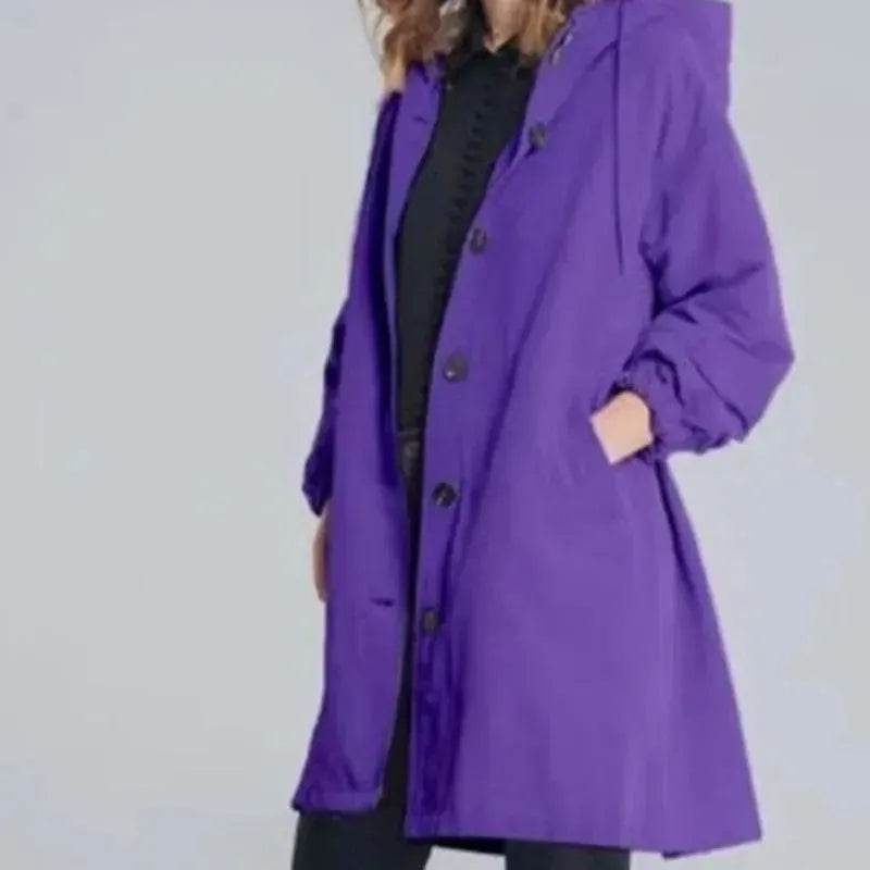 Women Casual Style Hoodie Windbreaker Mid-Length Long-Sleeved waist Jacket - EX-STOCK Canada