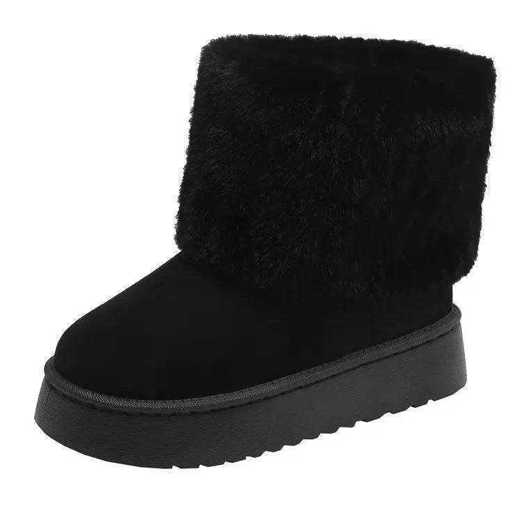 Thick-soled Plush Snow Boots Winter Warm Mid-tube Furry Cotton Shoes For Women Short Boot - EX-STOCK Canada