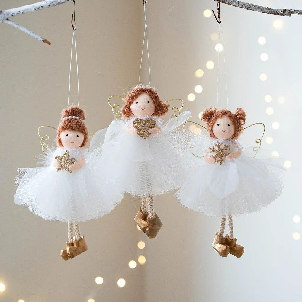 Christmas White Tulle Skirt Golden Wings Angel Girl Pendant EX-STOCK Canada