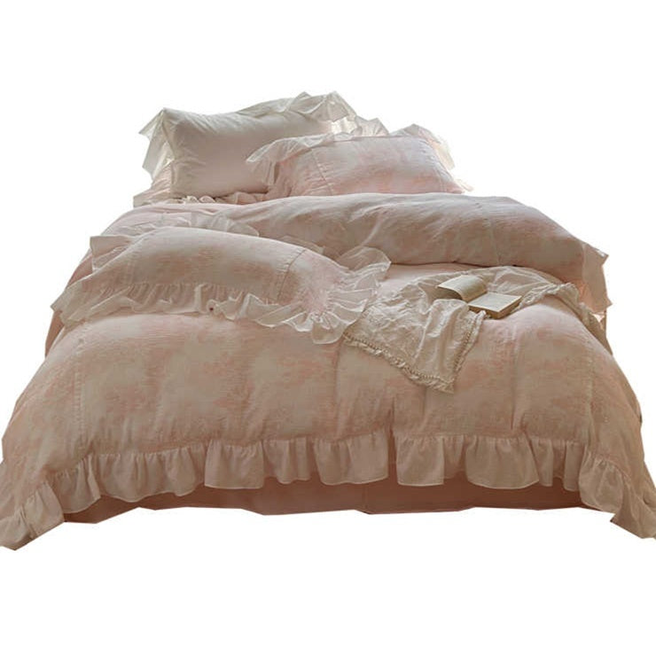Gentle Crinkled Gauze Cotton Four-piece Duvet Set Bedding EX-STOCK Canada