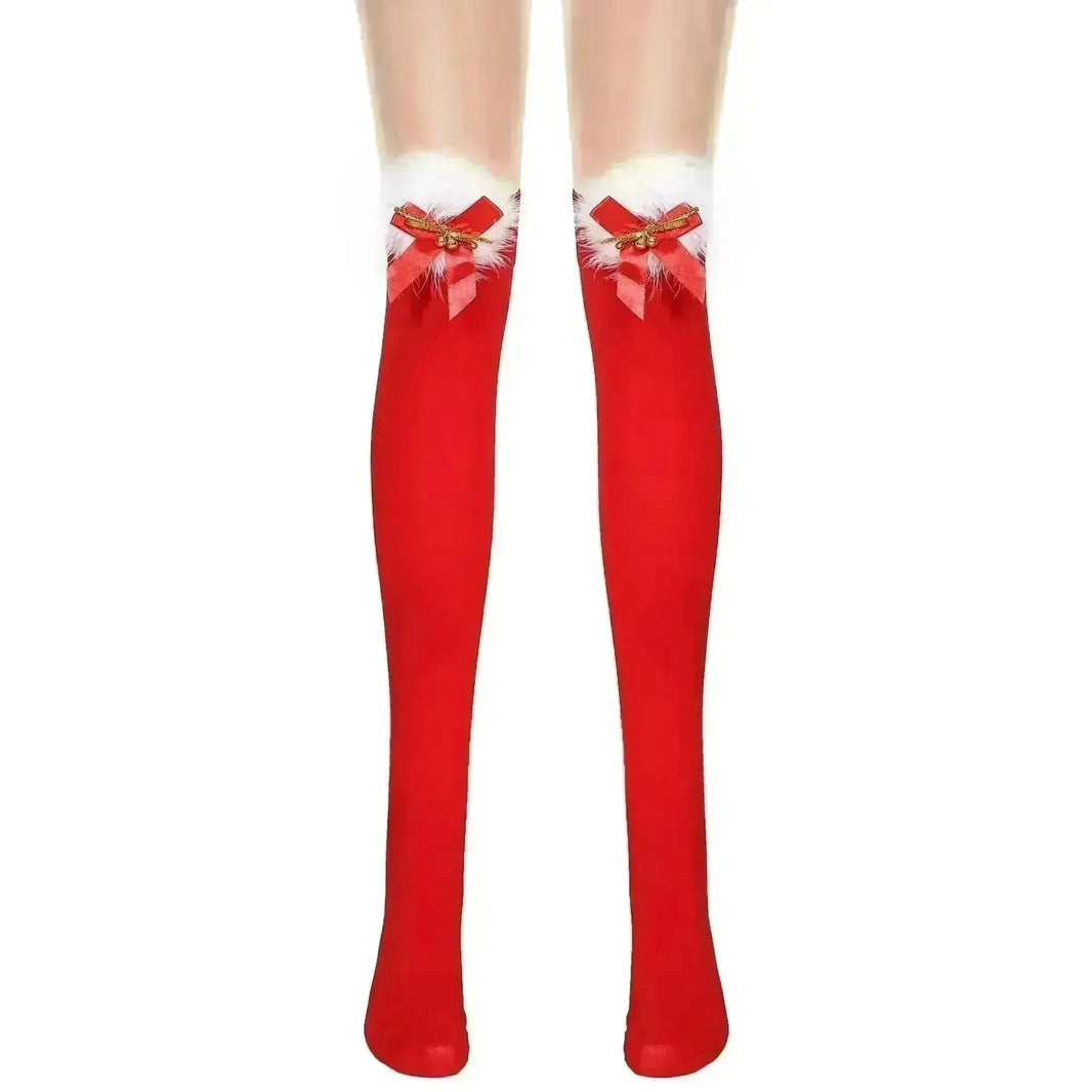 Thickened Women's Red Long Bow Christmas Stockings - EX-STOCK CANADA
